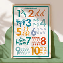 Load image into Gallery viewer, Personalised Animal Numbers Educational Kid&#39;s Print
