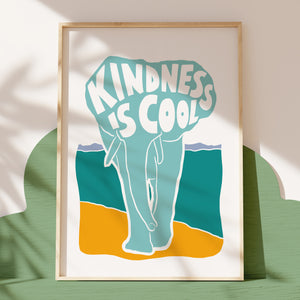 'Kindness Is Cool' Kids Elephant Positive Message Print