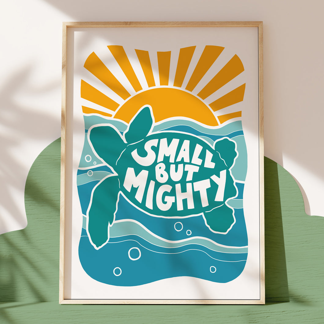 'Small But Mighty' Kids Turtle Positive Message Print