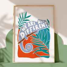 Load image into Gallery viewer, &#39;We Are All Different&#39; Kids Chameleon Positive Message Print
