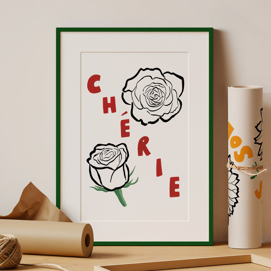 'Cherie' Hand Painted Rose Floral Print