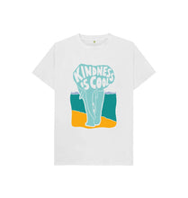 Load image into Gallery viewer, White &#39;Kindness is Cool&#39; Kid&#39;s Affirmation Elephant T-shirt
