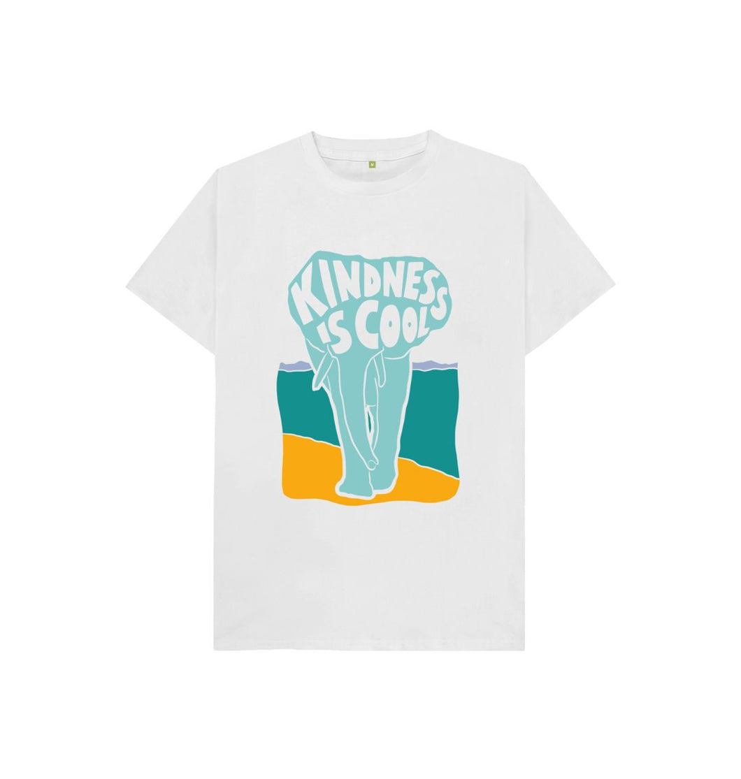 White 'Kindness is Cool' Kid's Affirmation Elephant T-shirt