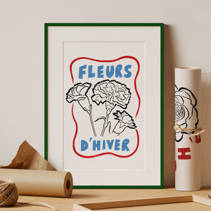 'Fleurs D'hiver' Hand Painted Carnation Floral Print