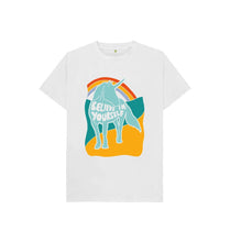 Load image into Gallery viewer, White &#39;Believe In Yourself&#39; Kid&#39;s Affirmation Unicorn T-shirt
