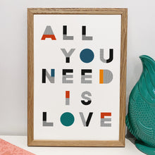 Load image into Gallery viewer, &#39;Love Is All You Need&#39; Typographic Print
