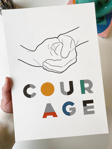 'Courage' Line Drawing and Typography Print