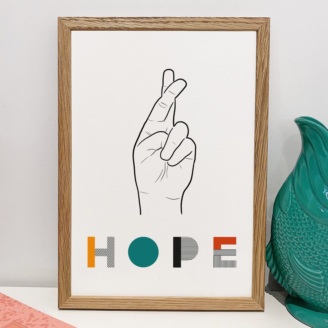 'Hope' Line Drawing and Typography Print