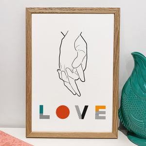 'Love' Line Drawing and Typography Print