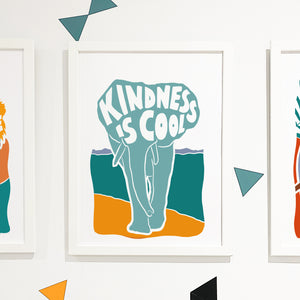 'Kindness Is Cool' Kids Elephant Positive Message Print